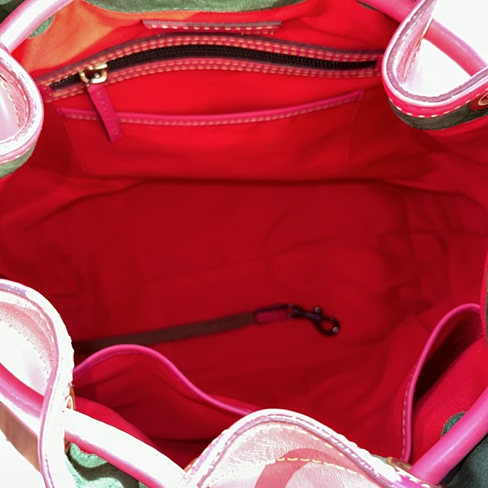 Dooney & Bourke Fuchsia Pink Florentine Whipstitch Bucket Drawstring Bag EEUC - Picture 11 of 11